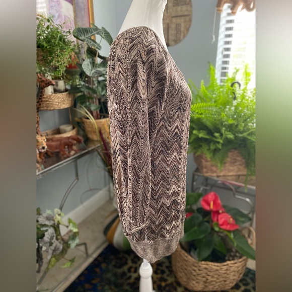 INC International Concepts Blouse Women’s Size Large Brown Chevron Pattern NWT - Picture 4 of 8